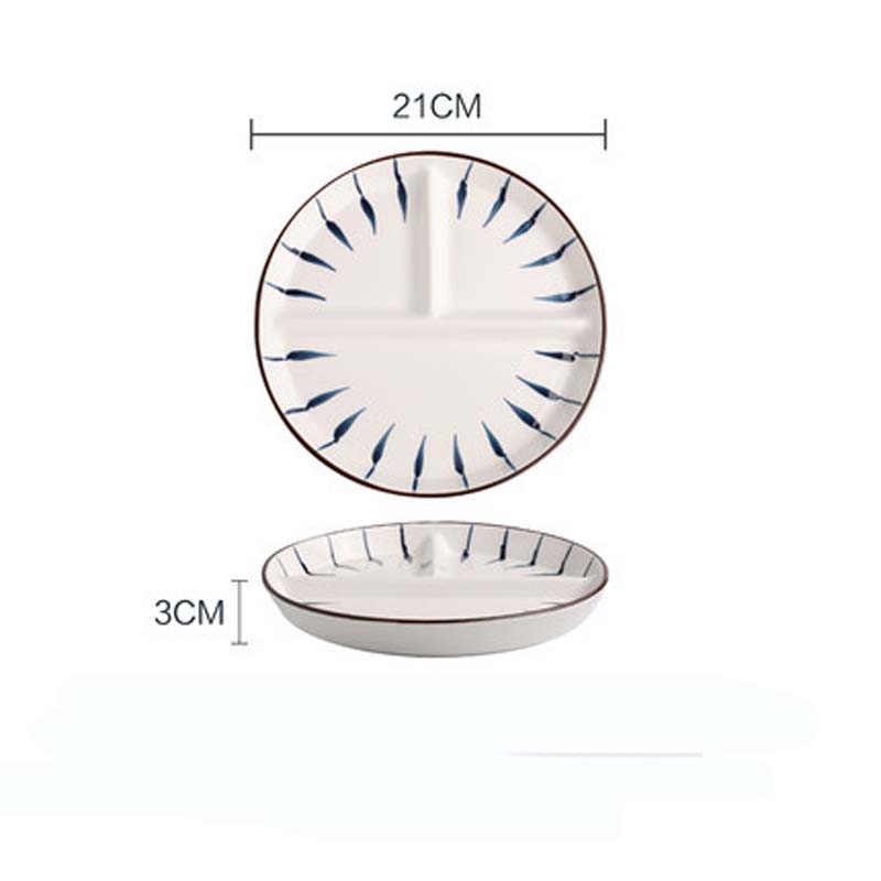Japanese-style Ceramic Sub-divided Dinner Plate  Household Children s Three-compartment Sub-plate  Breakfast Plate Fruit Plate