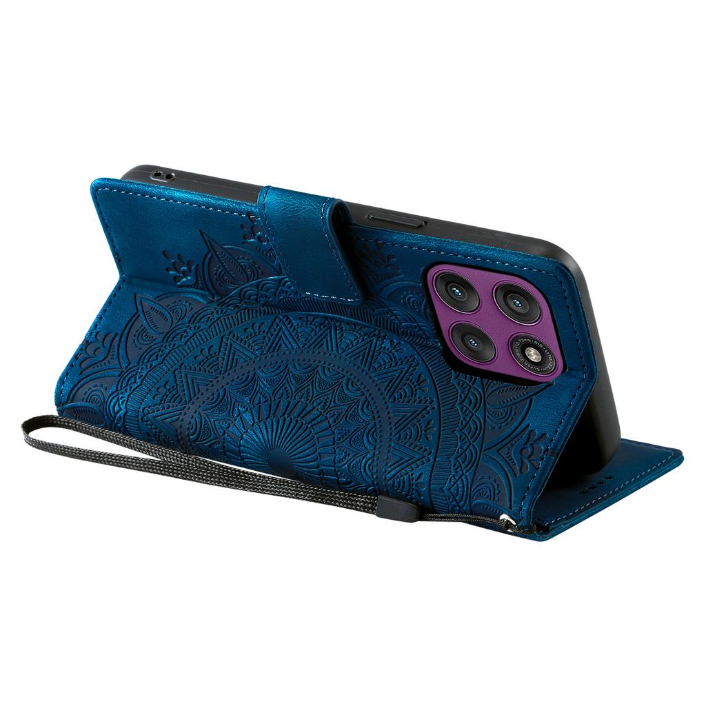 Pro Motorola Moto G86 5G Pouzdro S Potiskem Totemu Kožený Kryt na Telefon Peněženka s Poutkem na Ruku