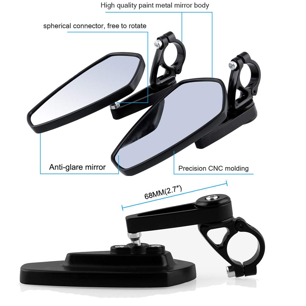 YIBO Universal 360° Adjustable Mirror Motorcycle Bar End Mirror Bar End Motorcycle Mirror Set