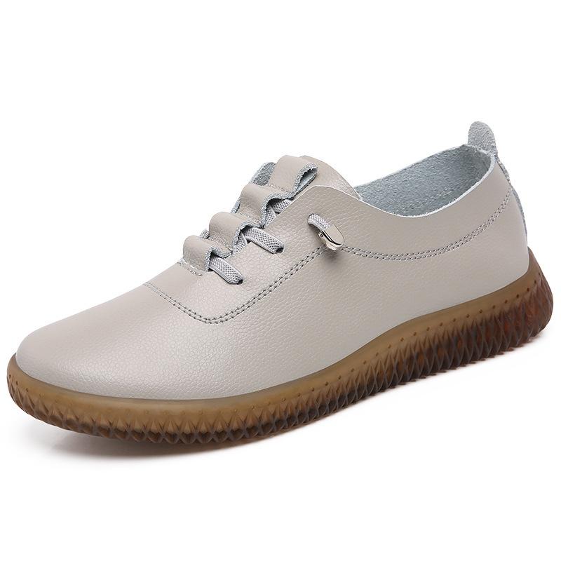 

beef tendon sole white shoes female pregnant women cowhide comfortable soft sole flat sole mother single shoes velvet casual women s casual shoes 41