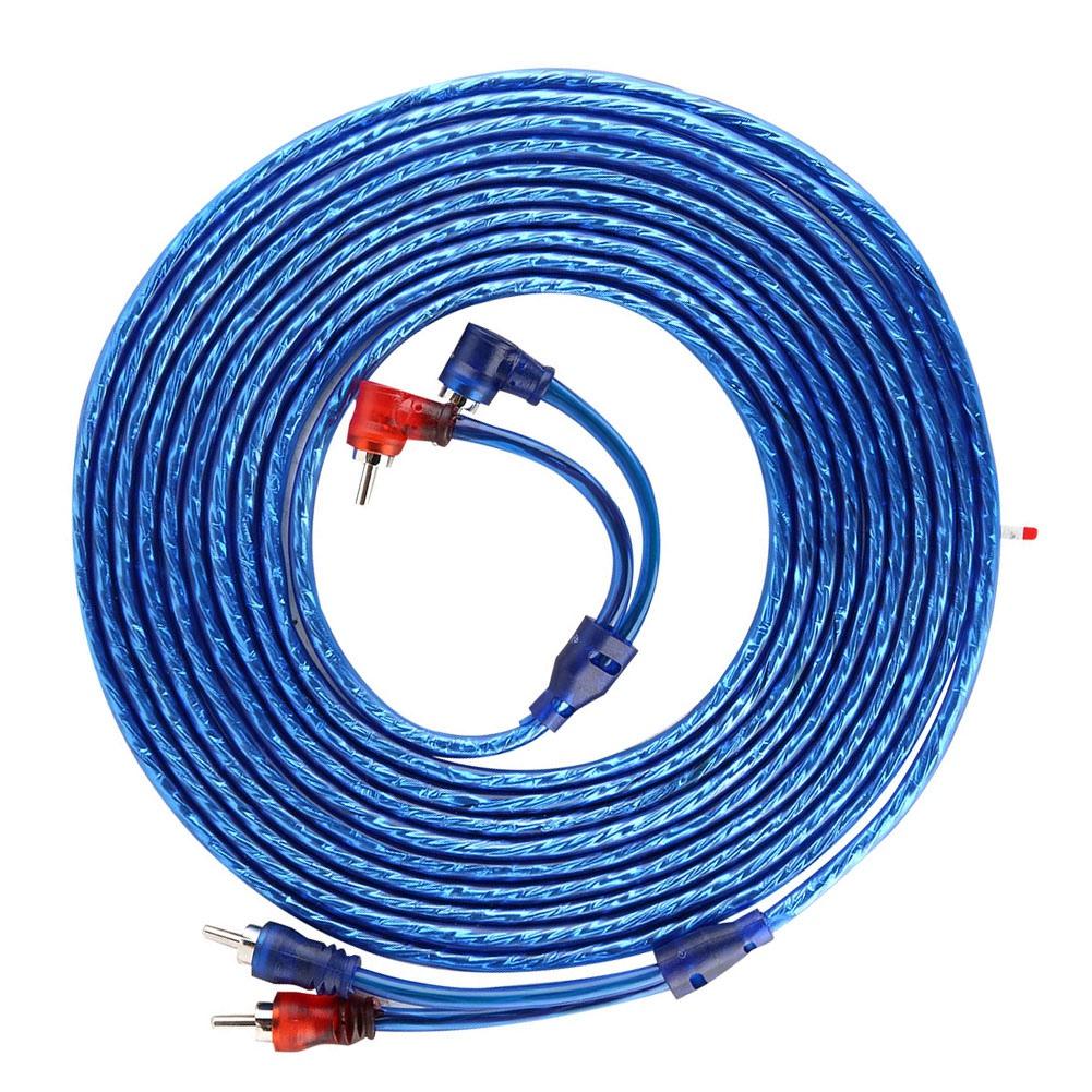 5 Meter AUTO Car  Blue Transparent RCA Audio Interconnect Cable Ultra Flexible