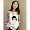 Girls' Korean Style Patchwork Striped Long-Sleeve T-Shirt—Trendy Color Block Base Layer for Spring and Autumn