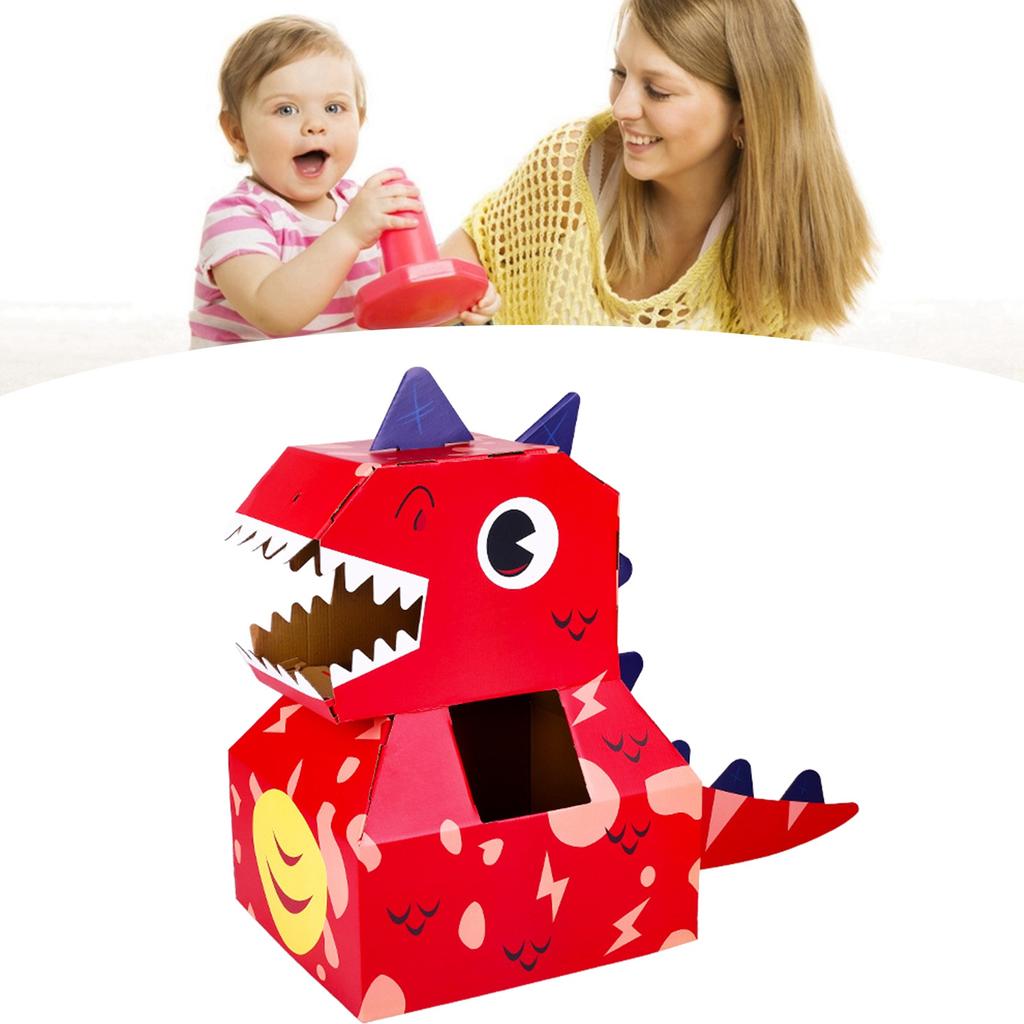 Papierové kostýmy hlavy dinosaura Hračka DIY Nositeľné Interaktívne Kartónové Kostýmy hlavy dinosaura pre