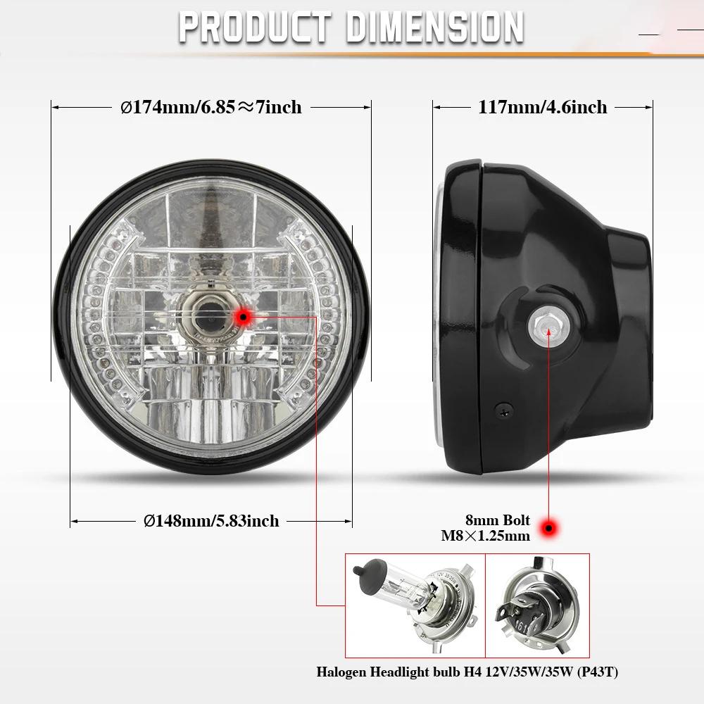 Universal 7 Inch Motorcycle Headlight H4 35W LED Head Lamp 9 Wires Turn Signal Light 12V H4 HeadLamp For Harley Bikes Curisers