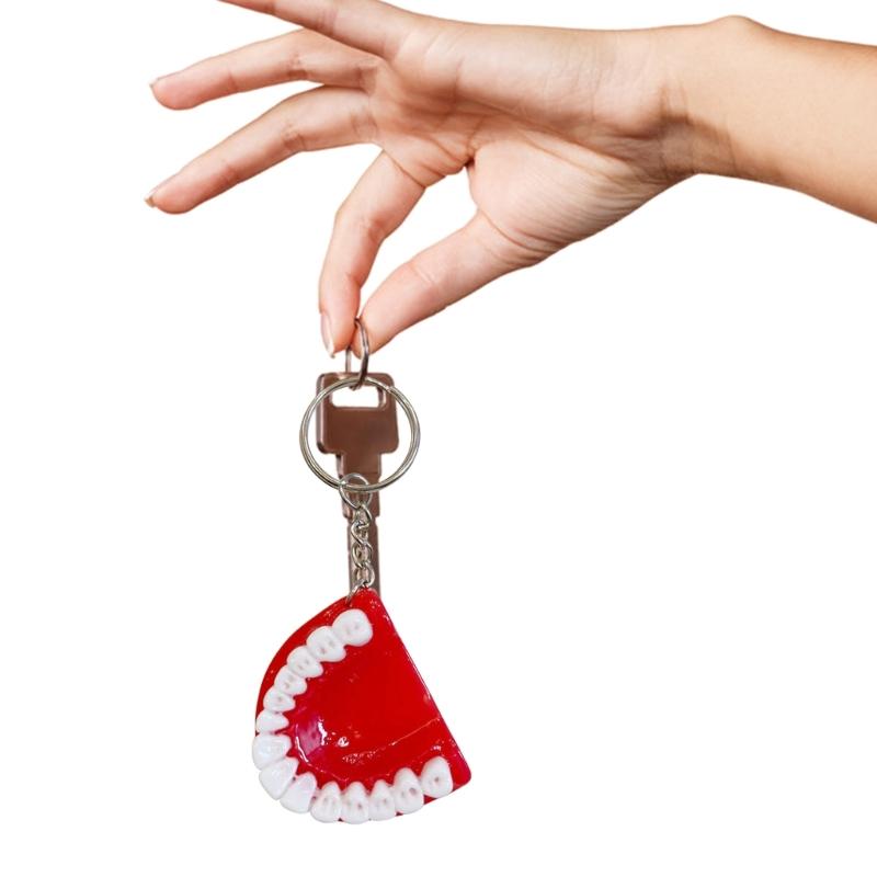 Fashion Tooth Keychain Resin Tooth Model Shape Keychain Unique Pendant Hanging Ornament Keyrings Gifts for Men Women