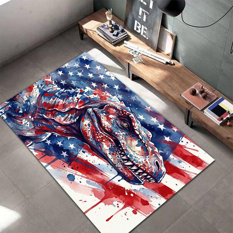 American Flag Animals Pattern Square Carpet,Area Rug,Carpet Rug for Living Room Bedroom Sofa Playroom Decor,Non-slip Floor Mat,Holiday Birthday Gifts