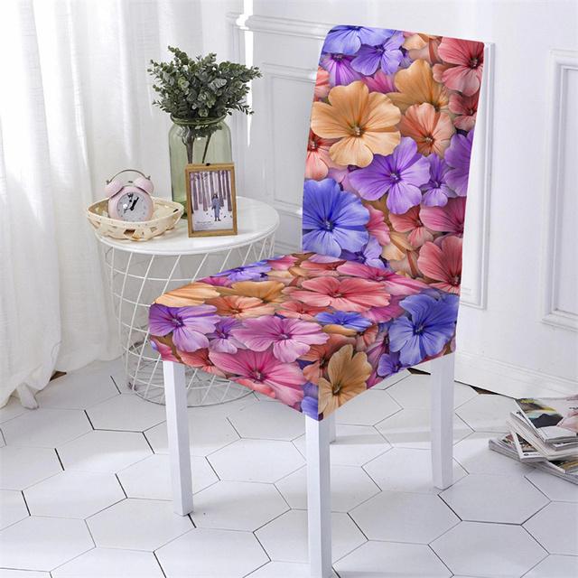 Floral Dining Chair Cover Spandex Elastic Chair Slipcover Case Stretch Chair Covers For Wedding Hotel Banquet Housse De Chaise