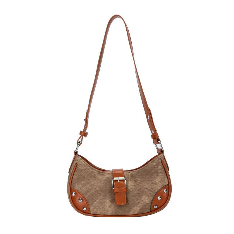 

Korean Style Casual Armpit Bag With Contrasting Colors 2024 New Texture French Stick Bag хакі