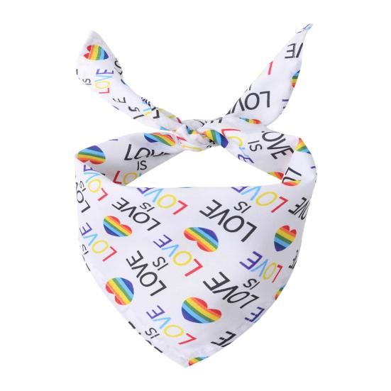 Pet Bandana Triangular Soft Breathable Comfortable Universal Dress Up Washable Rainbow Heart Print Dog Puppy Cat Collar Scarf Bib Pet Supplies