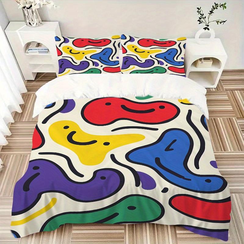 3pcs Colorful Patterns Bedding Set, Breathable and Soft, Suitable for All Seasons, Ideal for Home Use, Suitable for Bedroom Decor Yy250821225