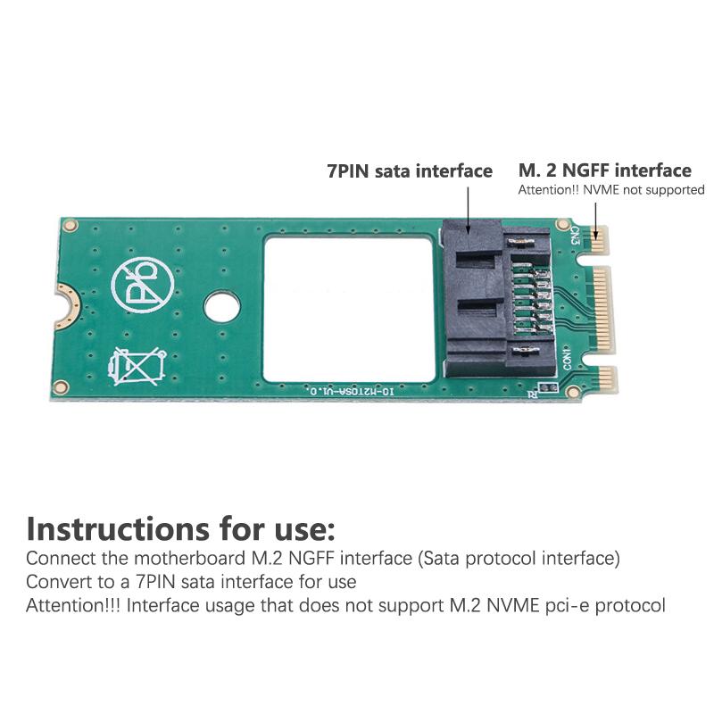 M.2 Ngff til 7-pins SATA Adapter SSD Konverter Adapterkort Ngff Detektionsværktøj til SATA3 SATA2 SSD SATA Protokol