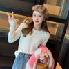 New Arrivals Open Run Women Ribbed Round Neck Long Sleeve T shirT Solid Color
