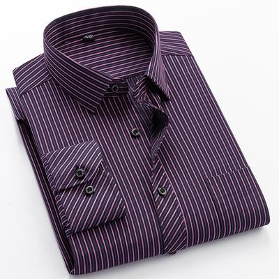 Men's Striped Long-sleeved Shirt Non-ironing Anti-wrinkle Comfortable Breathable Business Casual Fashion Slim Shirts