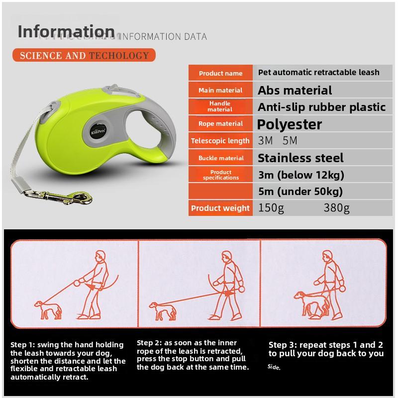 Pet Automatic Retractable Dog Leash, Retractable Pet Supplies, Reflective Dog Walking Leash