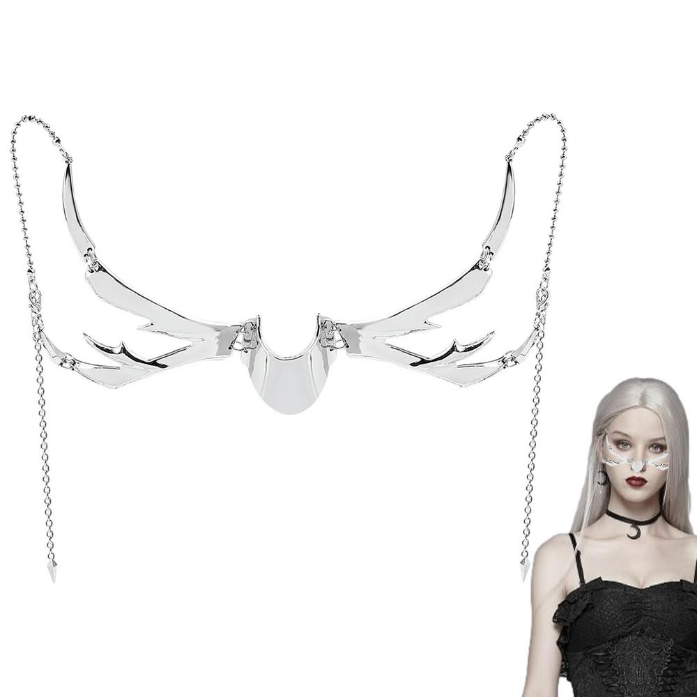 Metal Half Face Masquerade Exaggerated Metallic Half Face Cover Metal Cyborg Venetian Half Face Masque For Party Costume Prop