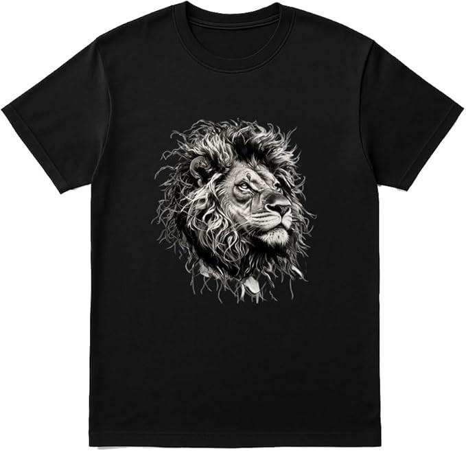 Lion Face T-Shirt Regal King of Jungle Graphic Tee for Men & Women Unisex Black