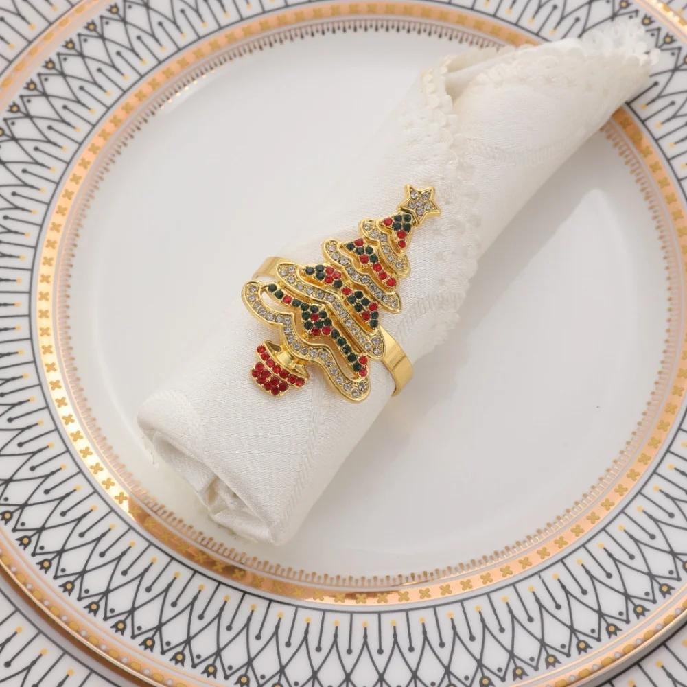 6pcs Alloy Napkin Rings For Dinner Party Wedding Birthday Christmas Table Decoration 5.6 X 3.4 Cm Elegant Design For Festive