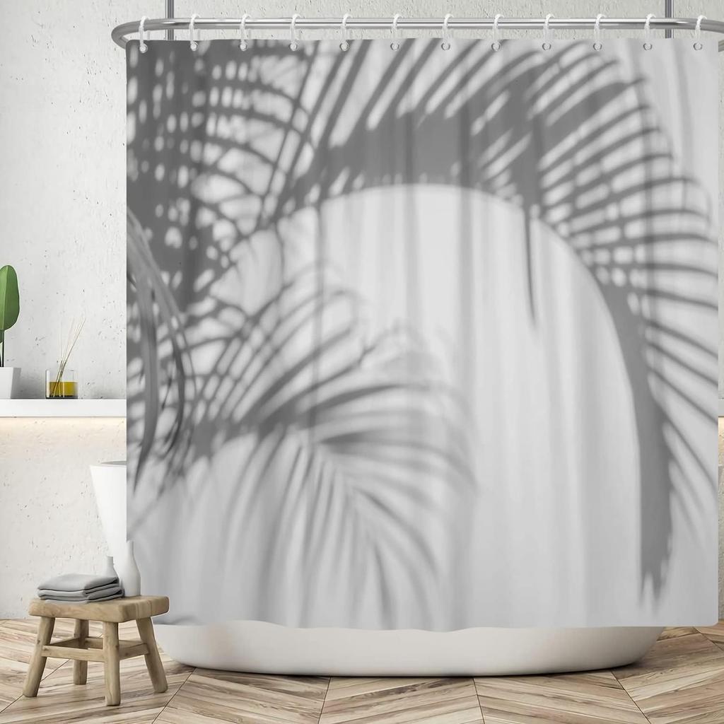 Bohemian Shower Curtain Abstract Art Medieval Tropical Plants Washable Bathtub Shower Curtain with Hook 180x180cm