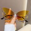 Luxury Diamond Butterfly Sunglasses Women Brand Y2K Vintage Rimless Oversized Sun Glasses Ladies Eyewear
