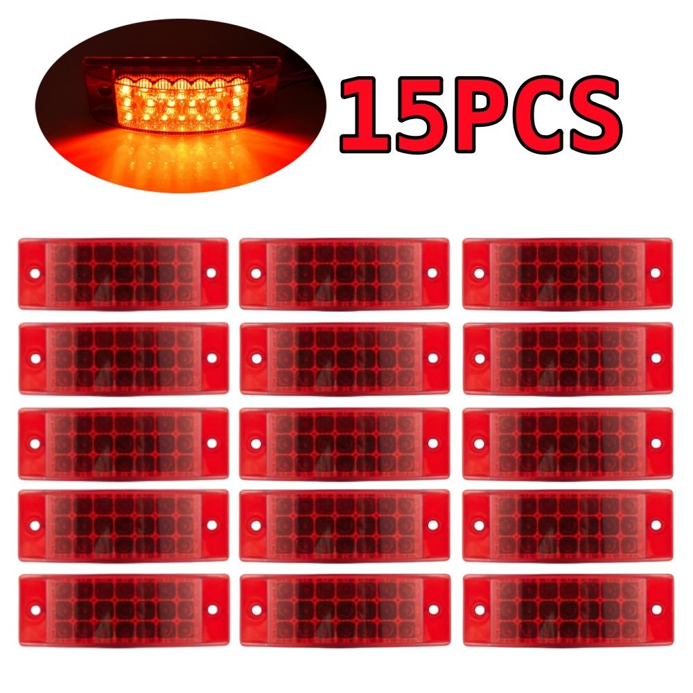 

15 шт. боковые габаритные огни 21 светодиодный указатель поворота габаритные задние фонари прицеп грузовик мигающий стробоскоп светодиодный дальний свет 12-24 В красный