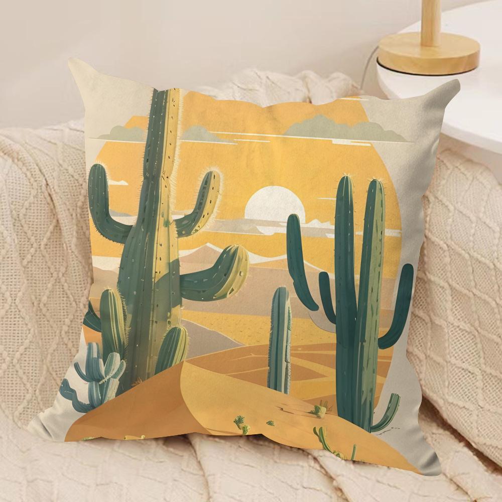 Cactus Cushion Cover Pillowcase Ultra Soft Skin Friendly Fabric Cloud Like Comfort & Concealed Zipper