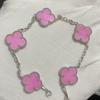 Nuova Versione Bracciale Quadrifoglio Cinque Fiori Agata Rossa Naturale Madreperla Bianca Bracciale da Donna Bracciale Laser