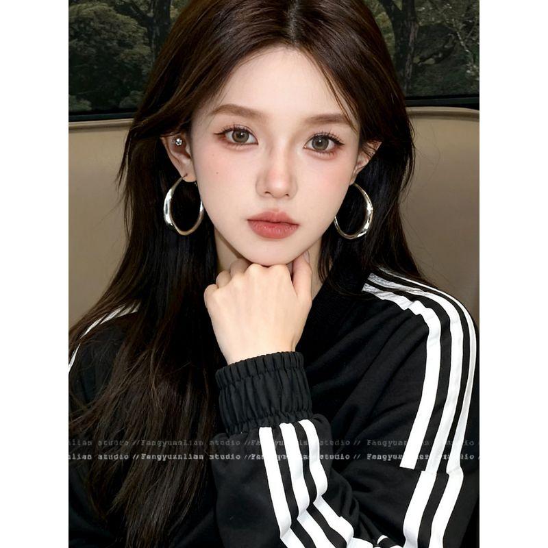 Square and round Face Tiancai ~ European and American Big Circle Earrings Women 2025 New Popular High-Grade Ear Ring Cold Style Earrings