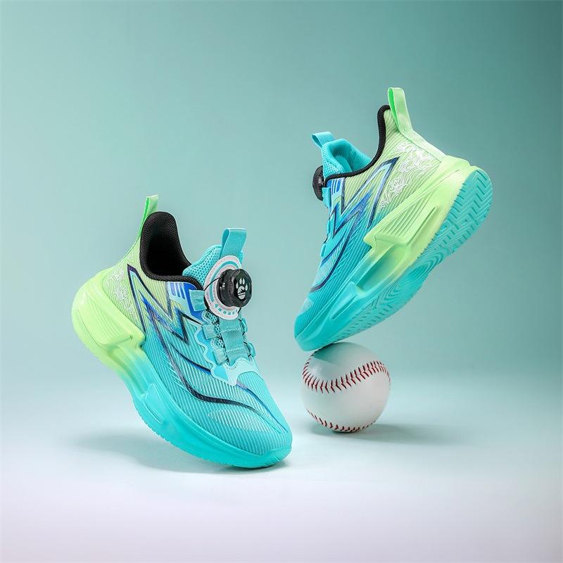 Boys Shoes 2025 Summer New Children's Sports Shoes Single Mesh Breathable Middle and Older Children's Running Shoes Rotating Buckle Running Shoes