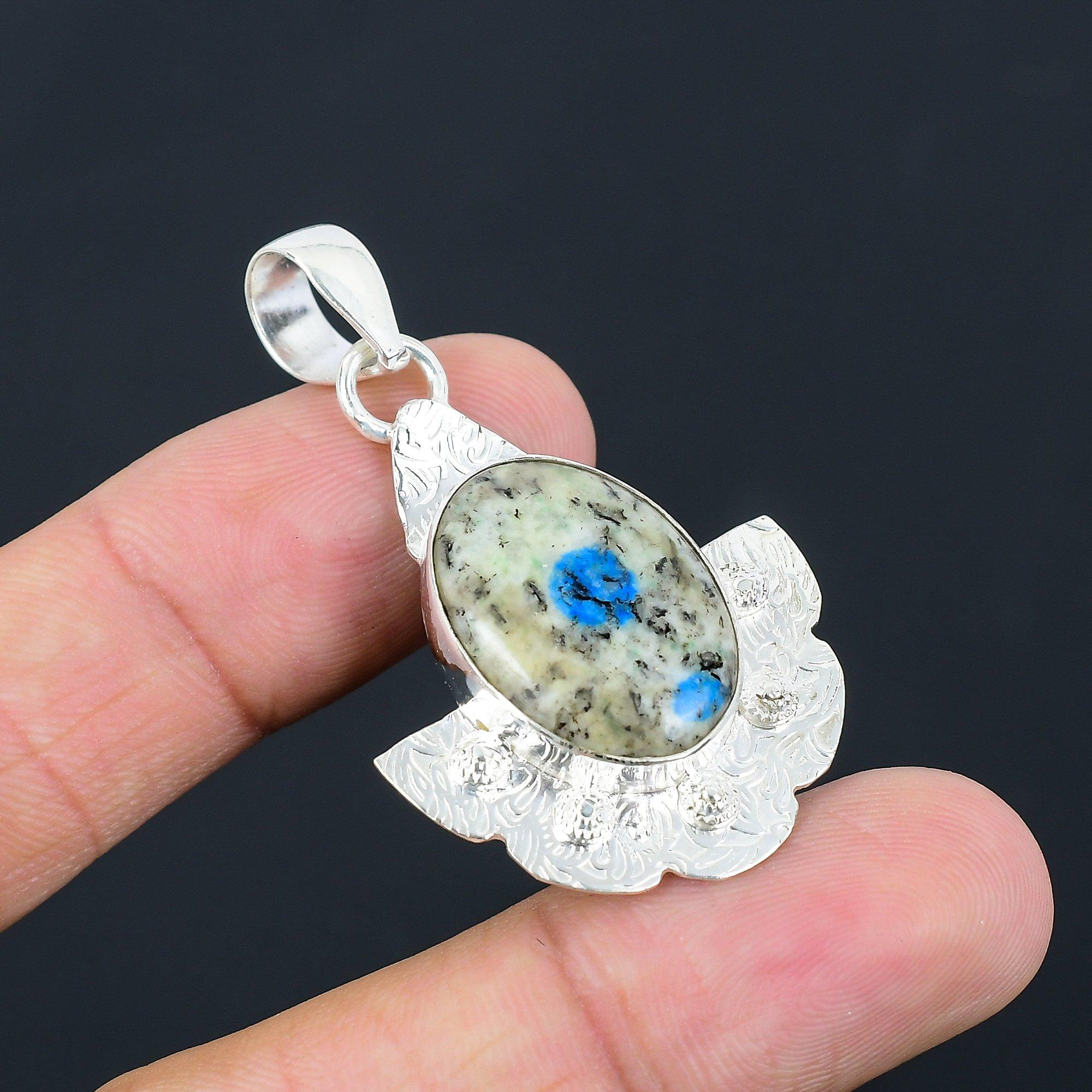 Friendship Day Sale 925 Sterling Silver Oval K2 Jasper Gemstone Mother Pendant