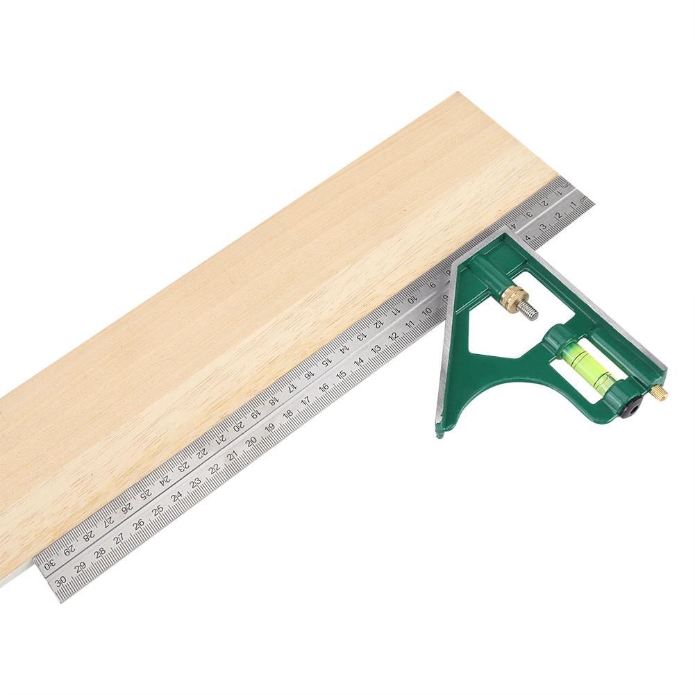 Multi Functional 300mm Combination Square Angle Ruler 45 90 Degree With Bubble Level