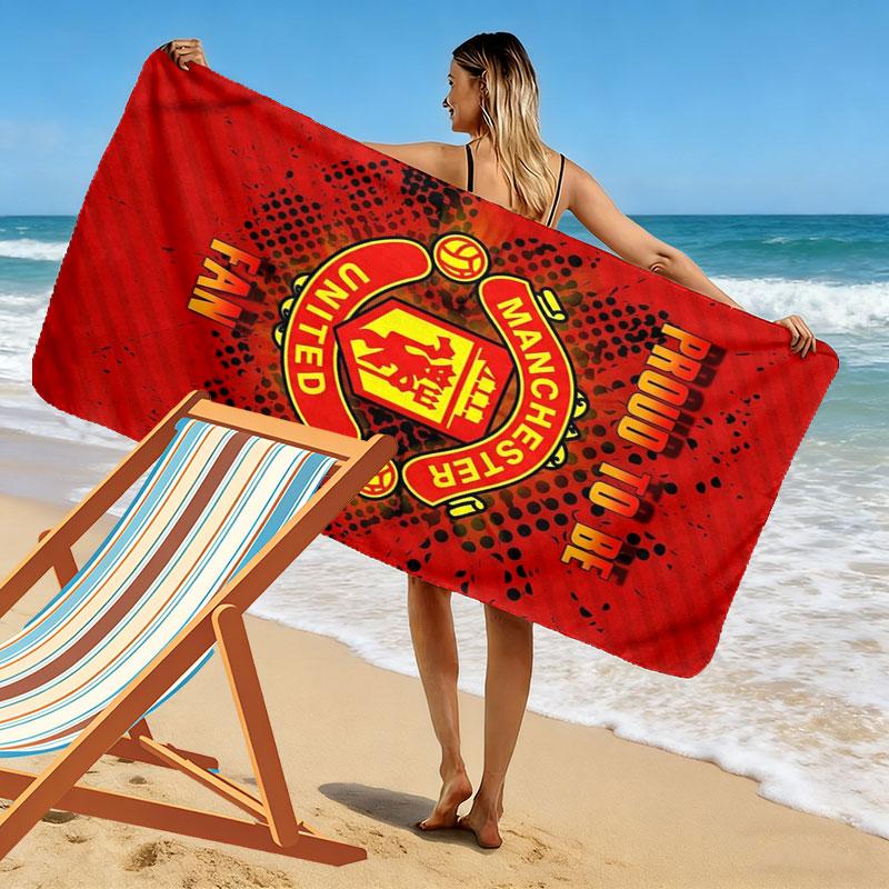 Manchester United F Print Beach Towel, Large Soft Quick Dry Towel for Beach Camping Swimming