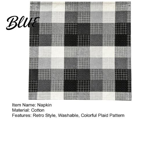 Foldable Napkins for Retro Washable Napkin Plaid Buffalo Check Banquet Colorful Cotton Linen Cloth Reusable