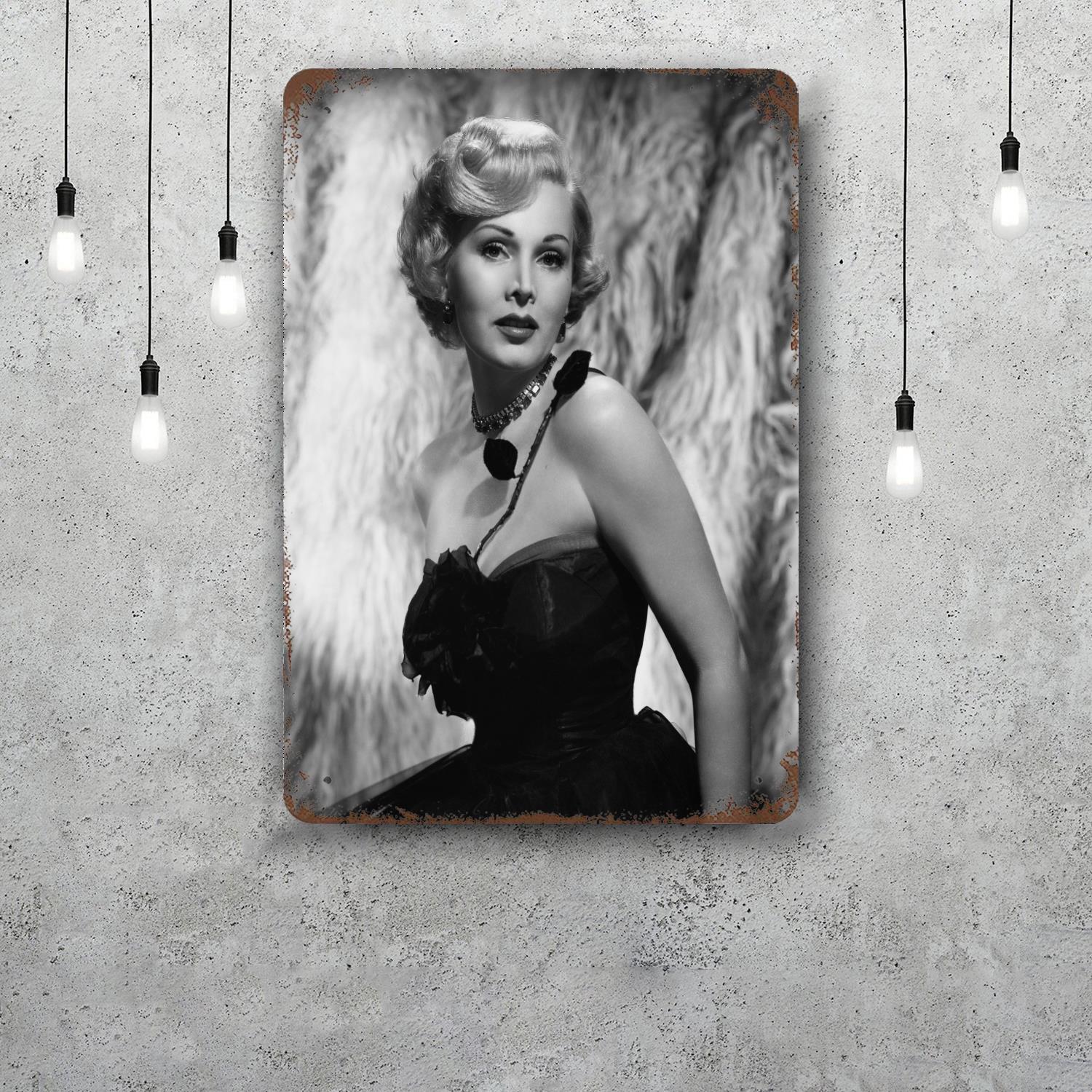 

zsa zsa gabor actor Decor Poster Vintage Tin Sign Metal Sign Decorative Plaque for Pub Bar Man Cave Club Wall Decoration 20x30cm（7.8x11.8inch）