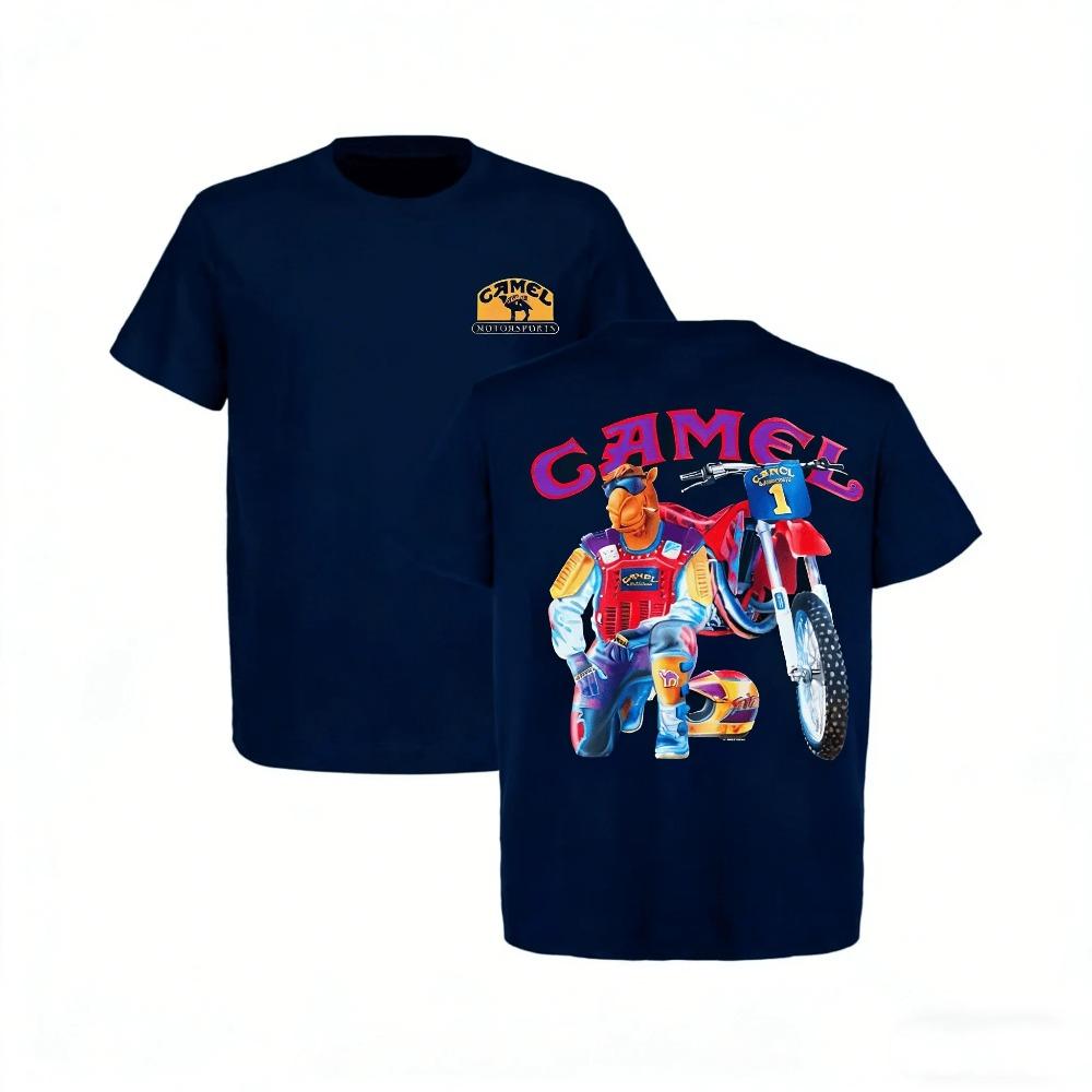 Kamel Smokercross Bedrucktes Oversized T-Shirt 2026 Sommer Herren Damen Luxus Freizeit Reines Baumwoll-T-Shirt Herren Streetwear Y2K