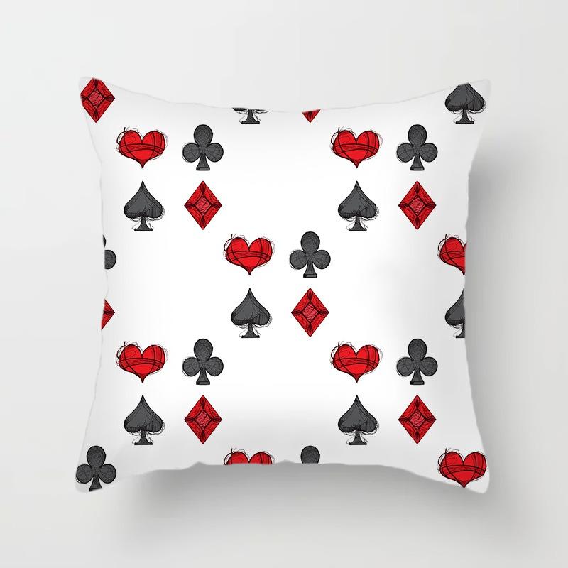 Juste de coussin carrée avec motif de poker, décoration de luxe pour la maison, accessoires magiques, cœur noir, bureau, canapé, voiture