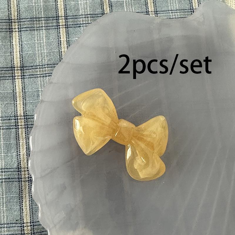2 Stück/Set Niedliche Neue Schleifen Haarspange Acryl Seitenstift Einfarbig Haarspangen Damen Haaraccessoires