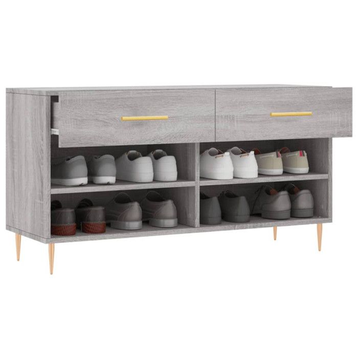 VidaXL Shoe Bench, Shoe Cabinet with 4 Shelves and Legs, Shoe Rack with 2 Drawers Living Room, Modern, 829730