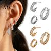Dainty Stackable Earring Set 3Pcs Elegant Zirconia Full Stud Earrings Set, Classic Metal Hoop Circle Earring, Hypoallergenic Copper Jewelry