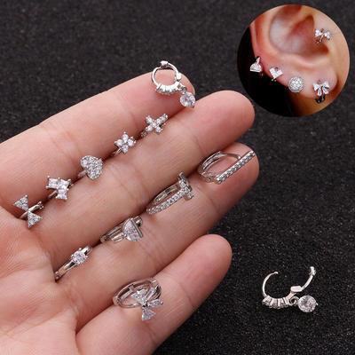 Orecchini a Cerchio Micro-Pavé in Zircone per Piercing alla Cartilagine - Gioielli in Stile Europeo e Americano