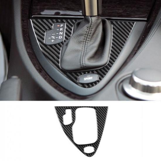 Glossy Carbon Fiber Center Automatic Gear Shift Panel Cover For BMW 6 E63 E64