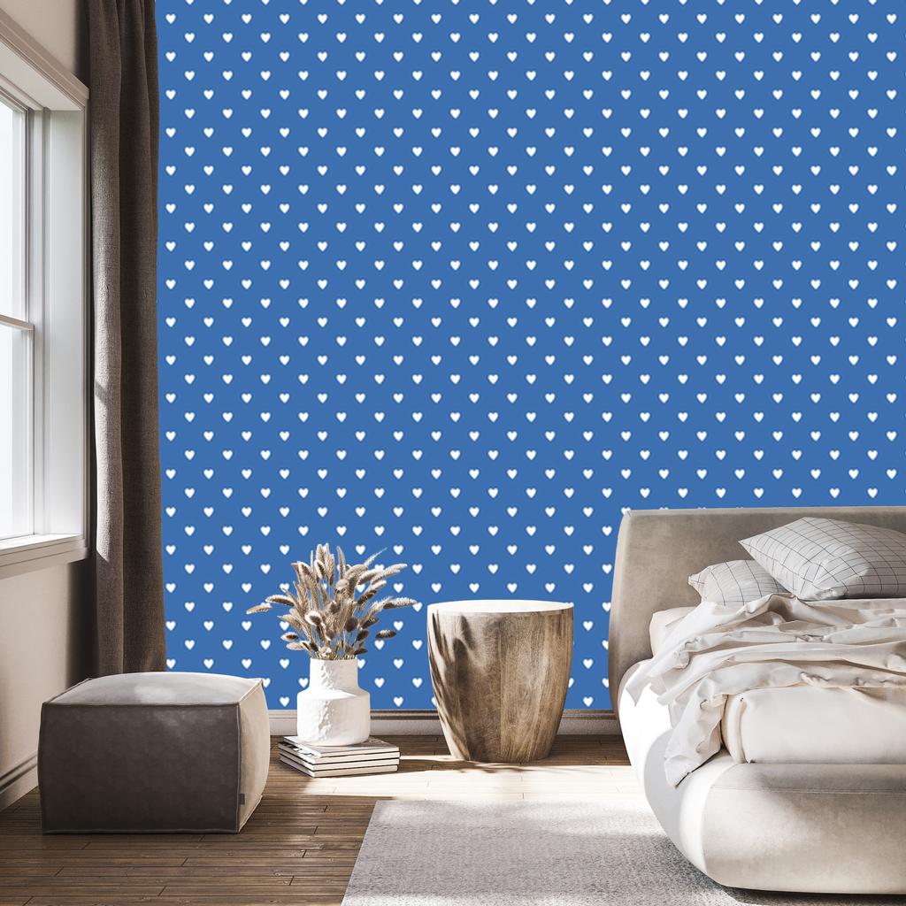 Blue, Azure and White Hearts Wallpaper 50x1000