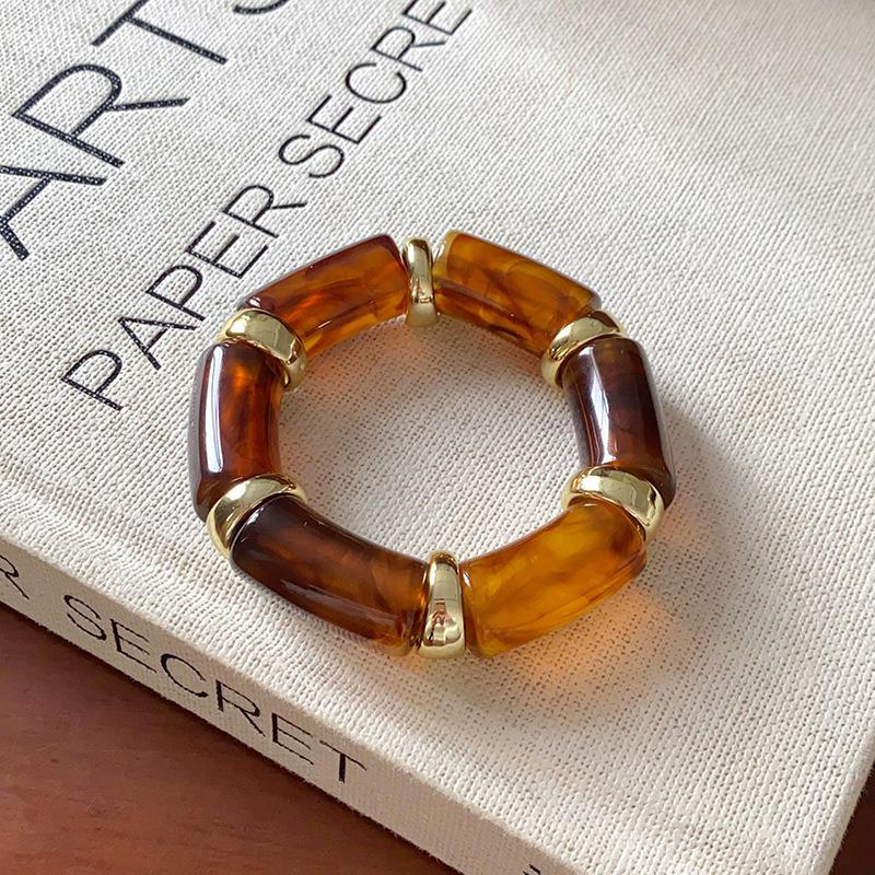 European and American Fashion High-End Marbled Acrylic Bangle Bracelet - Women's Versatile Hand Jewelry