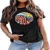 Here Come The Sun Shirt Women Summer Sunshine Print Beach Tops Vintage Vacation Short Sleeve T Shirt