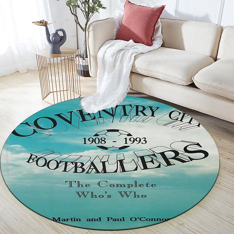 Coventry City logo pattern round rug,Carpet Rug for Living Room Bedroom Playroom ,Non-slip Floor Mat,Holiday Gifts and Birthday Gifts.
