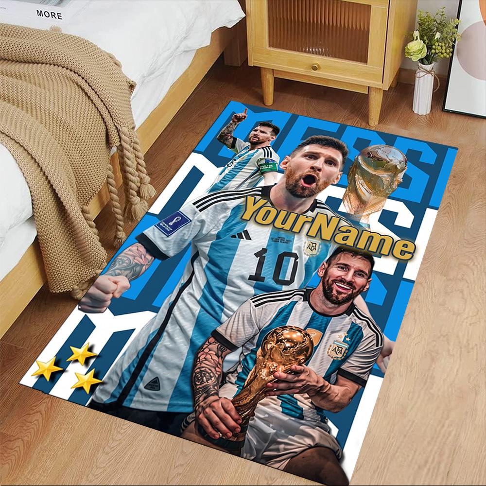 Messi Personalized Text Carpet Design for Foyer Bedrooms Entryway Playrooms Antislip Carpet Anime Office Decor Perfect Birthday/Christmas Gift Idea
