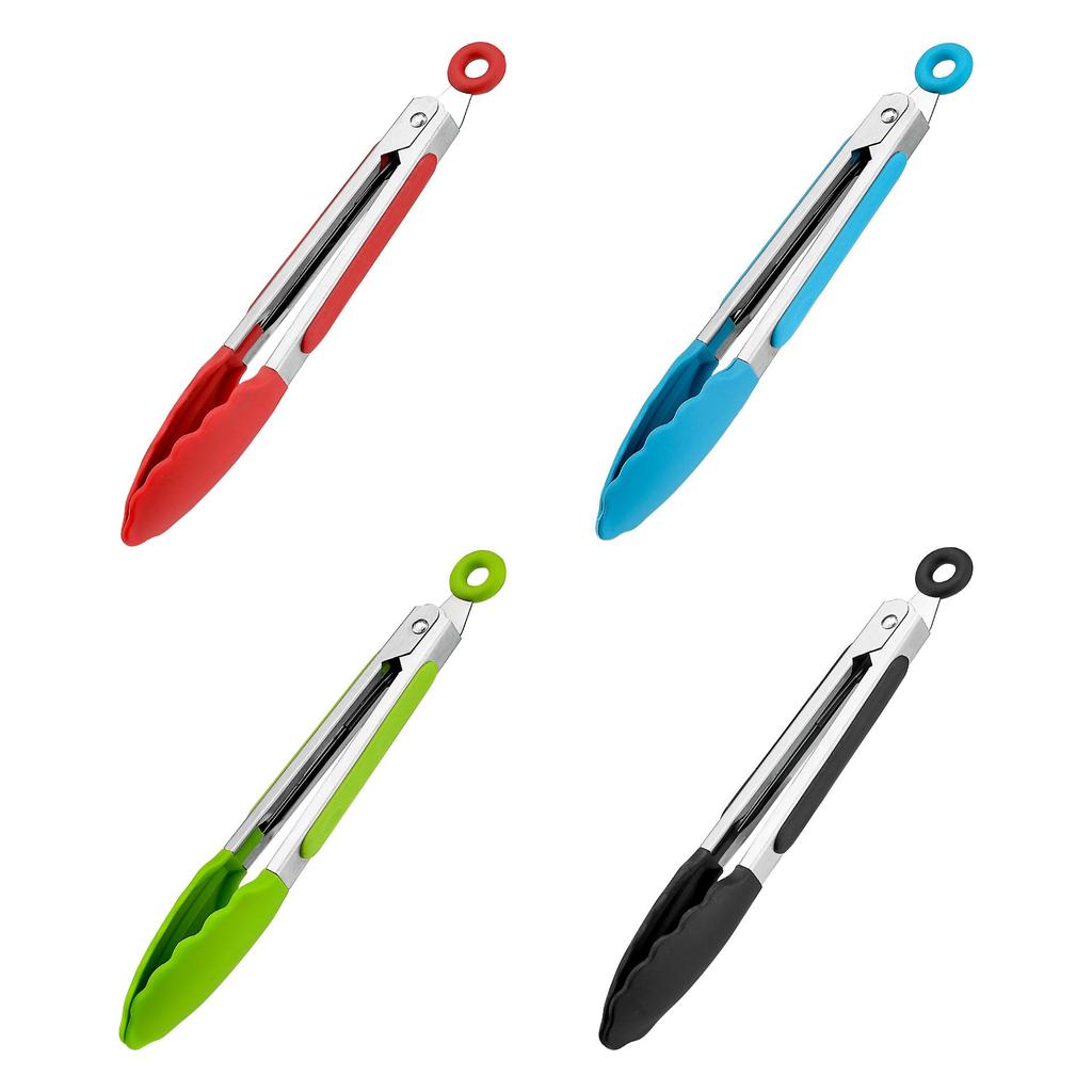 High-Temperature Resistant Silicone Kitchen Tongs - Non-Slip for Grilling, Baking, and Bread Handling.