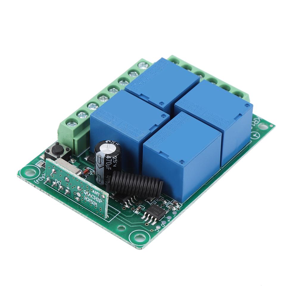 12V 433Mhz 4CH Channel Relay RF Wireless Garage Doors Remote Control Switch Receiver Module