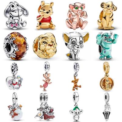 Colgante exquisito de plata 925 con diseño de tigre y león Winnie, ideal para pulseras, collares y otros accesorios de joyería femenina.