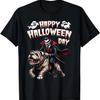 Dracula Riding a Mummy Bulldog Happy Halloween Animals Lover T-Shirt