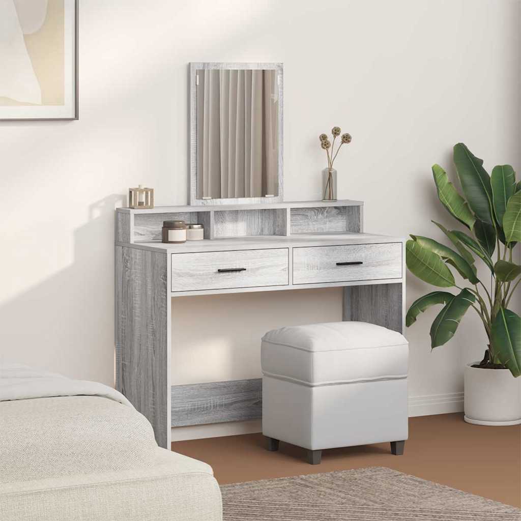 Makeup Table Grey Sonoma 100 x 41 x 140 cm Engineered Wood